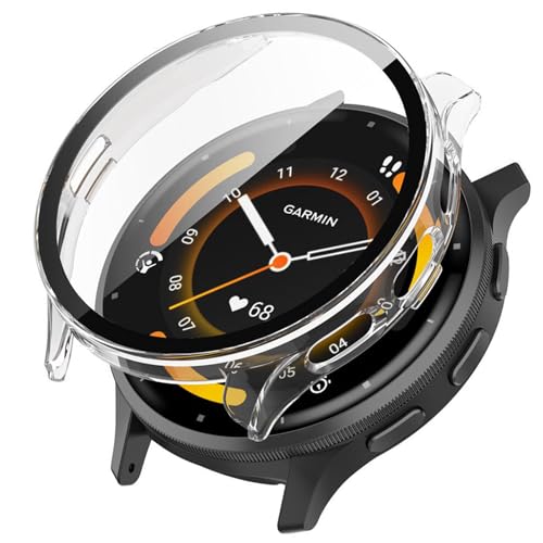 KANOYO Hülle Kompatibel mit Garmin Venu 3S Schutzhülle,Integriertes PC + Glasmaterial,Ultradünne HD Hartglas Glas,Kratzfest,Vollständiger Schutz Case (Durchsichtig) von KANOYO