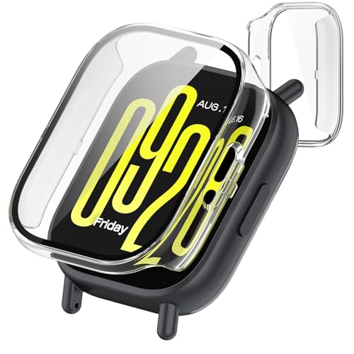 KANOYO Hülle Kompatibel mit Xiaomi Redmi Watch 5 Active Schutzhülle,Integriertes PC + Glasmaterial,Ultradünne HD Hartglas Glas,Kratzfest,Vollständiger Schutz Case (Durchsichtig) von KANOYO