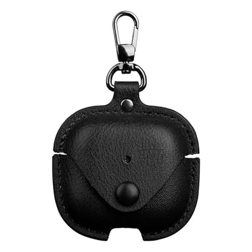 KANOYO Leder schutzhülle für Airpods 4 (2024) Hülle,Kompatibel Airpods 4 Leder schutzhülle Cover,PU Leder Schutzhülle mit Schlüsselanhänger,Stoßfeste Schutzhülle,Kratzfest - Schwarz von KANOYO
