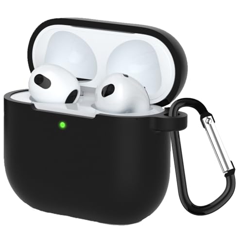 KANOYO Silikon Hülle für Airpods 4 (2024) Hülle Kopfhörer Case und Schutzhülle Kompatibel Airpods 4 Silikon Cover,Stoßfeste Schutzhülle,Kratzfest - Schwarz von KANOYO