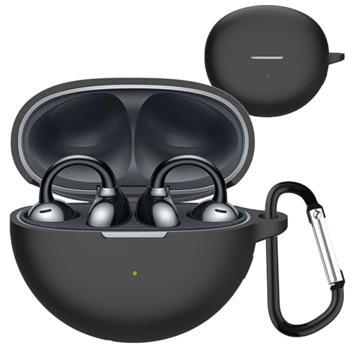 KANOYO Silikon Hülle für Huawei FreeClip Hülle Kopfhörer Case und Schutzhülle Kompatibel Huawei FreeClip Silikon Cover - Schwarz von KANOYO