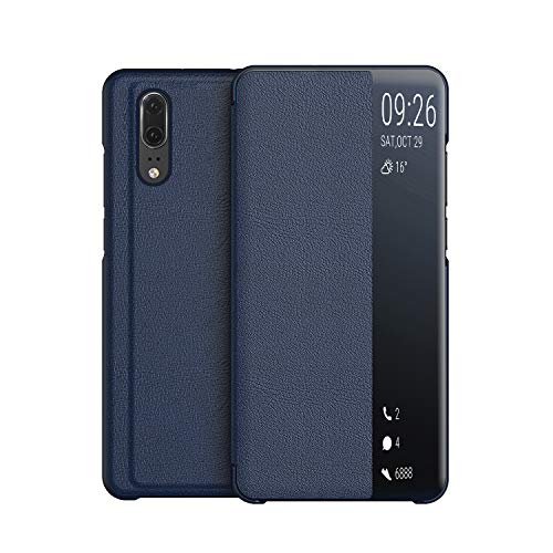 KANSI kompatibel mit Huawei P20 Hülle, Smart View Flip Hülle + Panzerglas - Navy blau von KANSI