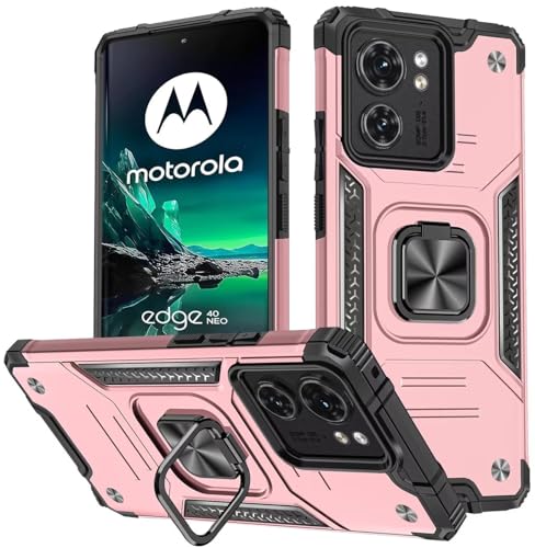 KANSi Hülle für Motorola Moto Edge 40 Neo, Silikon TPU Hart PC HandyHüllen 360 Grad Drehbar Ringhalter Bumper Stoßdämpfung Schutzhülle - Rosé Gold KANSi Hülle für Motorola Moto Edge 40 Neo, Silikon TPU Hart PC HandyHüllen 360 Grad Drehbar Ringhalter Bumper Stoßdämpfung Schutzhülle - Rosé Gold von KANSi