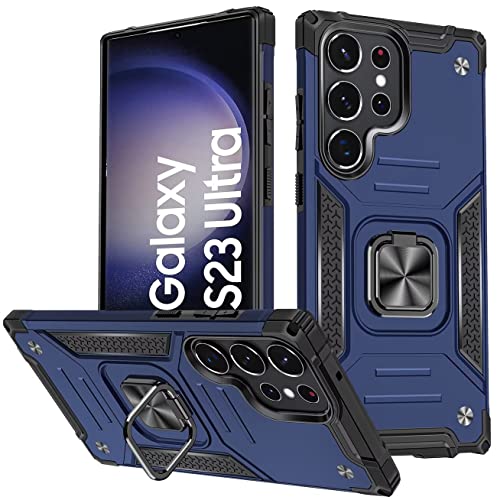 KANSi Hülle für Samsung Galaxy S23 Ultra, Silikon TPU Hart PC Handy Hüllen 360 Grad Drehbar Ringhalter Bumper Stoßdämpfung Schutzhülle - Blau KANSi Hülle für Samsung Galaxy S23 Ultra, Silikon TPU Hart PC Handy Hüllen 360 Grad Drehbar Ringhalter Bumper Stoßdämpfung Schutzhülle - Blau von KANSi
