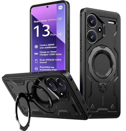 KANSi Hülle für Xiaomi Redmi Note 13 Pro Plus 5G / Note 13 Pro+ 5G, Militär Handyhülle Ständer Stoßfest Gehäuse mit Metallring Ringhalterung - Panzerhülle Schwarz KANSi Hülle für Xiaomi Redmi Note 13 Pro Plus 5G / Note 13 Pro+ 5G, Militär Handyhülle Ständer Stoßfest Gehäuse mit Metallring Ringhalterung - Panzerhülle Schwarz von KANSi