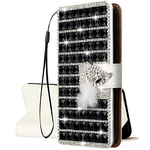 KANTUSIN Handyhülle für Samsung Galaxy A33 5G Schwarz Glitzer Diamant Würfel Gelee Hülle PU Leder Flip Brieftasche Case mit Kartenfach Standfunktion Magnetverschluss Tasche Handy Cover von KANTUSIN