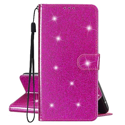 KANTUSIN Handyhülle für Ulefone Note 14 Rosa Glitzer Hülle PU Leder Flip Brieftasche Case mit Kartenfach Standfunktion Magnetverschluss Tasche Handy Cover von KANTUSIN