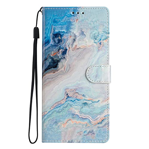 KANTUSIN Hülle für Google Pixel 7A Flip Case PU Leder Handyhülle Brieftasche Ledertasche mit Magnetverschluss Kartensteckplätze Standfunktion für Google Pixel 7A Blauer Fluss Marmor von KANTUSIN