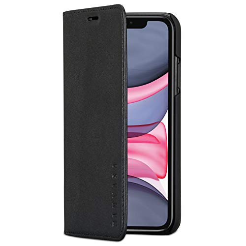 KANVASA Lederhülle iPhone 11 Leder Case Schwarz Ledertasche Pro Luxus Echtleder Hülle Tasche Flip Cover für das Original iPhone 11 (6,1 Zoll) - Schlankes Design mit Magnetverschluss von KANVASA