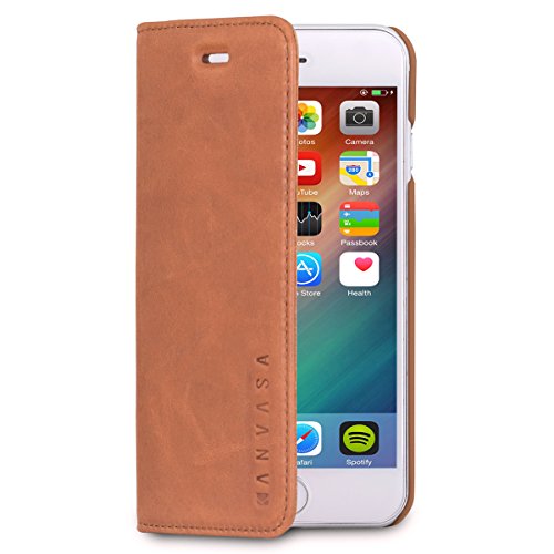KANVASA iPhone SE 2020 Hülle/iPhone 8 / iPhone 7 Leder Case Ledertasche braun Pro Luxus Echtleder Tasche Flip Cover für das Original Apple iPhone SE 2020/8 / 7 (4.7 Zoll) von KANVASA