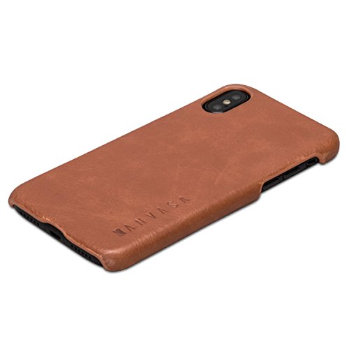 KANVASA iPhone XS Leder Case/iPhone X Lederhülle Ledertasche Braun One Luxus Echtleder Backcover für Original iPhone XS/X/10S/10 - Rindsleder Hülle Ultradünn - Optimaler Schutz und Edles Design von KANVASA