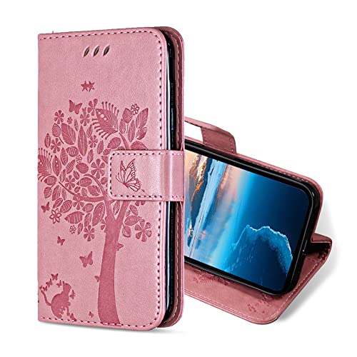 KANVOOS Handyhülle für Honor X8a Hülle, PU Leder Schutzhülle mit Kartenfach, Flip Case Klappbar Stoßfeste Hülle für Honor X8a (Pink) von KANVOOS