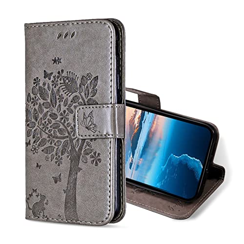 KANVOOS Handyhülle für iPhone 11 Pro Max Hülle, PU Leder Schutzhülle mit Kartenfach, Flip Case Klappbar Stoßfeste Hülle für iPhone 11 Pro Max (Grau) von KANVOOS