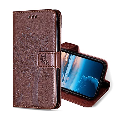 KANVOOS Handyhülle für iPhone 12 Mini Hülle, PU Leder Schutzhülle mit Kartenfach, Flip Case Klappbar Stoßfeste Hülle für iPhone 12 Mini (Braun) von KANVOOS