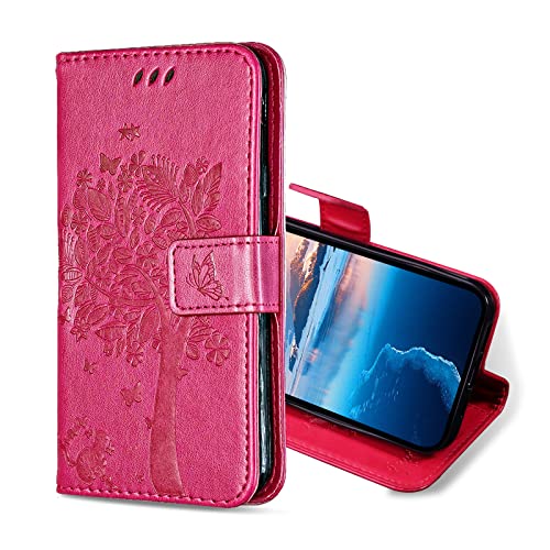 KANVOOS Handyhülle für iPhone 12 Mini Hülle, PU Leder Schutzhülle mit Kartenfach, Flip Case Klappbar Stoßfeste Hülle für iPhone 12 Mini (Rosa) von KANVOOS