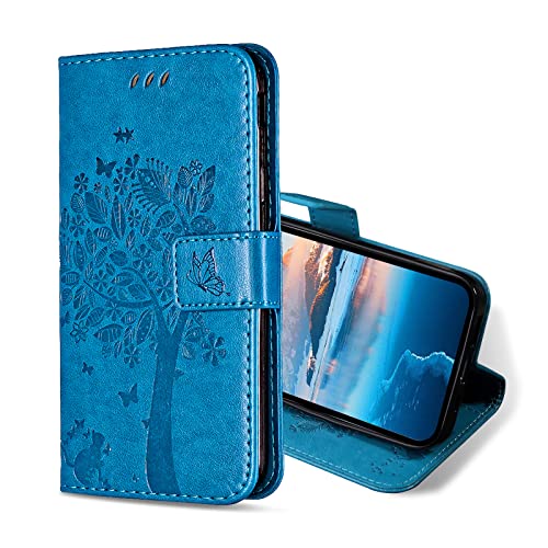 KANVOOS Handyhülle für iPhone 13 Pro Max Hülle, PU Leder Schutzhülle mit Kartenfach, Flip Case Klappbar Stoßfeste Hülle für iPhone 13 Pro Max (Blau) von KANVOOS