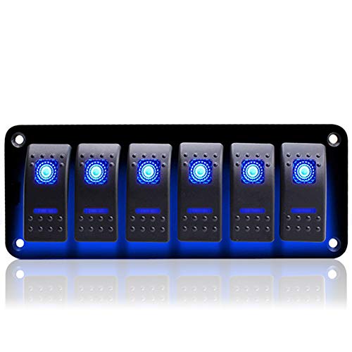 KAOLALI Kippschalter-Panel, 12 V/24 V, für Wohnmobil, Auto, Boot, 6 Gänge, Ein-Aus-Kippschalter von KAOLALI