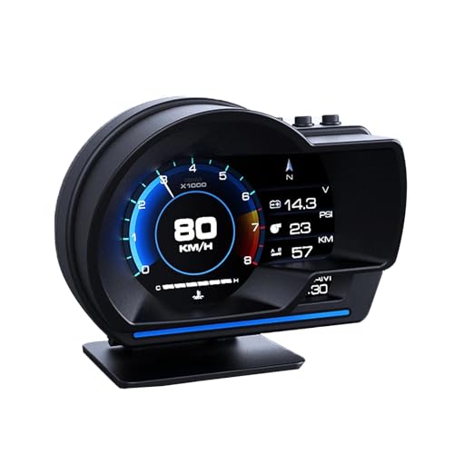 KAOLALI Head Up Display OBD2 + GPS Dual System Digital Tachometer KMH & MPH Auto Auto HUD Head Up Display mit Navigation Überdrehzahlwarnung Wasser & Öl Temp Alarm von KAOLALI