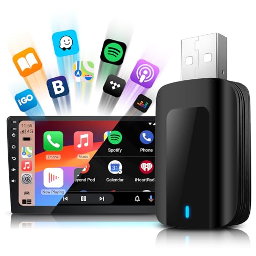 KAOLALI Wireless Carplay & Android Auto Adpater 2 in 1 für Werkseitig Verkabelte Wireless CarPlay Dongle Konvertiert Kabelgebunden zu Kabellos für Autos, Plug and Play, für iOS 10+, Android 11+ von KAOLALI