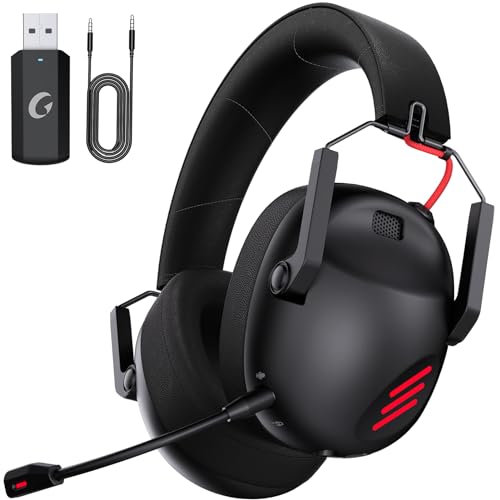 Gaming Headset Wireless, Gaming Kopfhörer für PS4/PS5/PC/Switch, PS5 Headset with Noise Cancelling Mikrofon, Low Latency 2.4 GHz Connection, Bluetooth 5.3, Lightweight, 50 Hours Battery Life - Schwarz von KAPEYDESI