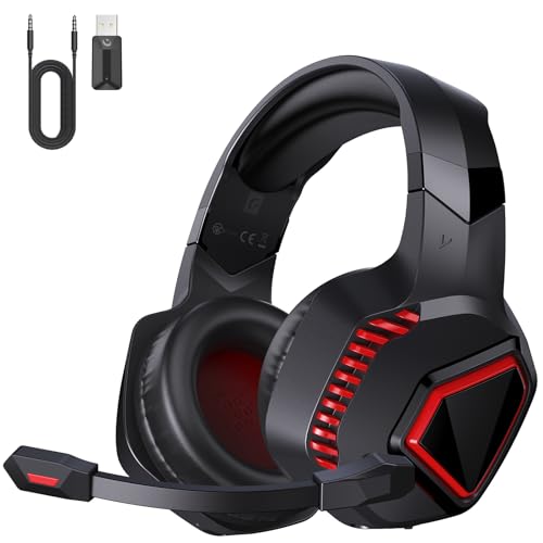 Wireless Gaming Headset for PS5/PS4/PC/Switch/Mac, Wireless Headset with Adjustable Mikrofon, Noise Cancelling, Low Latency 2.4 GHz Connection, Bluetooth 5.2, Surround Sound, 40 Hours Battery Life von KAPEYDESI