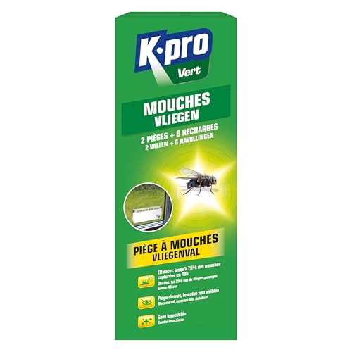 K.PRO VERT - Fliegenfallen - Effektiv: Bis zu 75% der Fliegen werden innerhalb von 48 Stunden gefangen - Diskrete Fallen - 2 Fallen + 6 Nachfüllpackungen K.PRO VERT - Fliegenfallen - Effektiv: Bis zu 75% der Fliegen werden innerhalb von 48 Stunden gefangen - Diskrete Fallen - 2 Fallen + 6 Nachfüllpackungen von KAPO