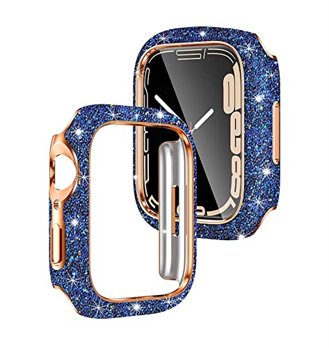KAPPDE Für Apple Watch Serie 8 7 Watch Gehäuse, Stern Diamant Uhrengehäuse 41 mm/45 mm Hartschale Kristall Blitz Diamant (Farbe: Blau, Größe: 41 mm für 7) von KAPPDE