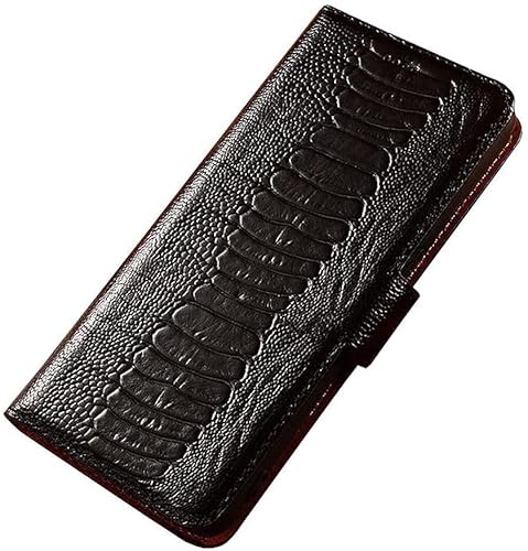 KAPPDE Klapphülle für Apple iPhone 7/8/SE 2020 (4,7 Zoll), Straußenmuster, Leder, Magnetknopf, Folio-Ständer, Handyhülle mit 2 Kartenfächern (Farbe: Preto) von KAPPDE
