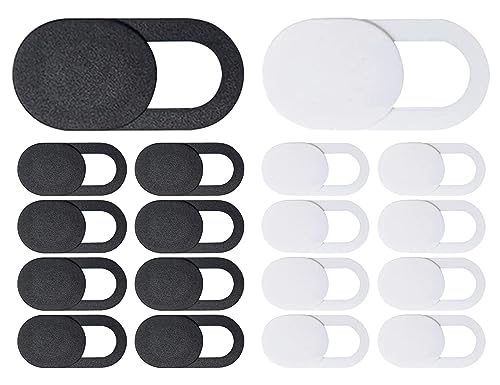 KAPSING 16 Stück Webcam Abdeckung, Kamera Cover, 0.7mm Ultra dünn Camera Slider Cover, für Laptop, Smartphone, Tablet, Schutz Ihrer Privatsphäre(Schwarz, Weiß) von KAPSING