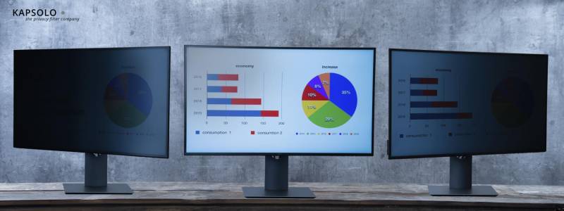 KAPSOLO 2-wege Blickschutzfilter / Blickschutzfolie abnehmbar für 59,94cm (23.6) Wide 16:9 - Monitor - Rahmenloser Display-Privatsphärenfilter - Transparent - Privatsphäre - 16:9 - 30° (KAP10777) von KAPSOLO