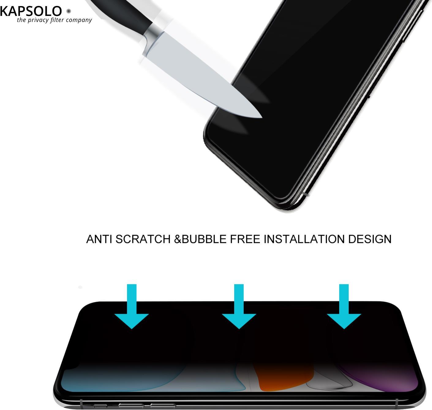 KAPSOLO Blickschutzfilter Displayglas - vollflächiges gehärtetes Privacy Schutzglas / Temperglas mit abgerundete Kanten - schützen sie ihre sensiblen und privaten Daten vor unerwünschten Blicken für Apple iPhone 12 Pro Max (KAP30300) von KAPSOLO