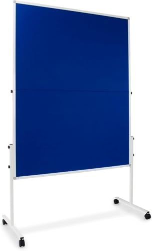 KARAT Filz Moderationstafel Metaplanwand mit feststellbaren Rollen | Filztafel Pinnwand | Moderationswand Doppelseitig nutzbar | Stabiler Metallrahmen (150 x 120 cm, Blau, Klappbar) von KARAT