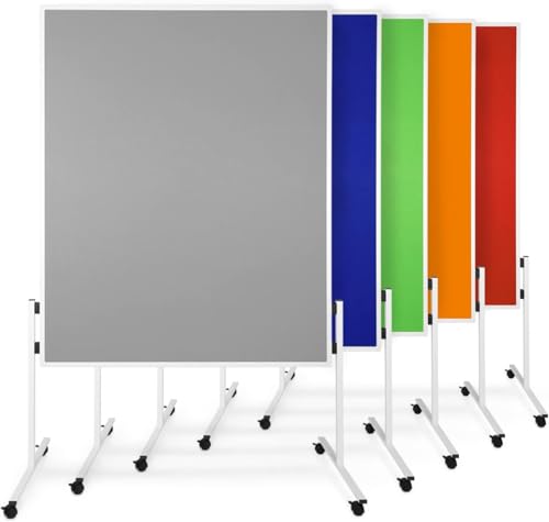 KARAT Filz Moderationstafel Metaplanwand mit feststellbaren Rollen | Filztafel Pinnwand | Moderationswand Doppelseitig nutzbar | Stabiler Metallrahmen (150 x 120 cm, Grün, Einteilig) von KARAT