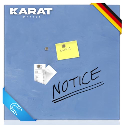 KARAT Magnettafel Magnetpinnwand Memoboard zum Beschriften - Notiztafel div. Designs - Tafel abwaschbar mit Halterung Magneten, (BLAU 48 x 48 cm) von KARAT