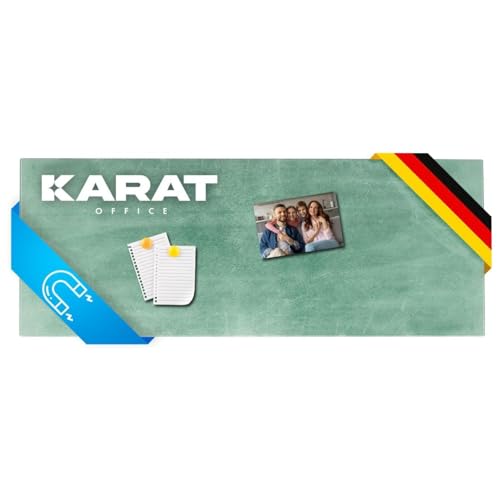 KARAT Magnettafel Magnetpinnwand Memoboard zum Beschriften - Notiztafel div. Designs - Tafel abwaschbar mit Halterung Magneten, (GRÜN 20 x 60 cm) von KARAT
