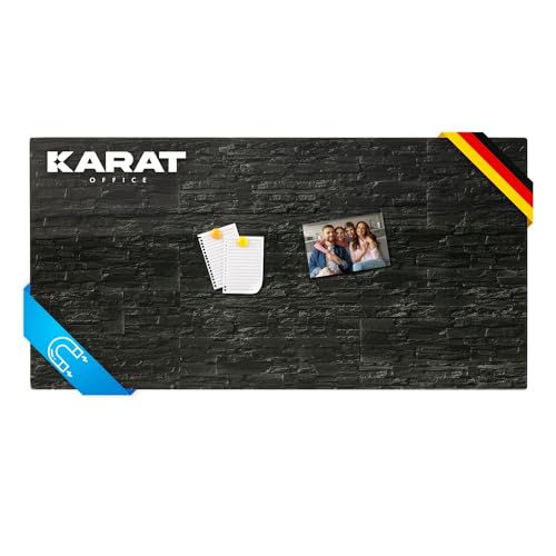 KARAT Magnettafel Magnetpinnwand Memoboard zum Beschriften - Notiztafel div. Designs - Tafel abwaschbar mit Halterung Magneten, (SCHWARZ 46 x 91 cm) von KARAT