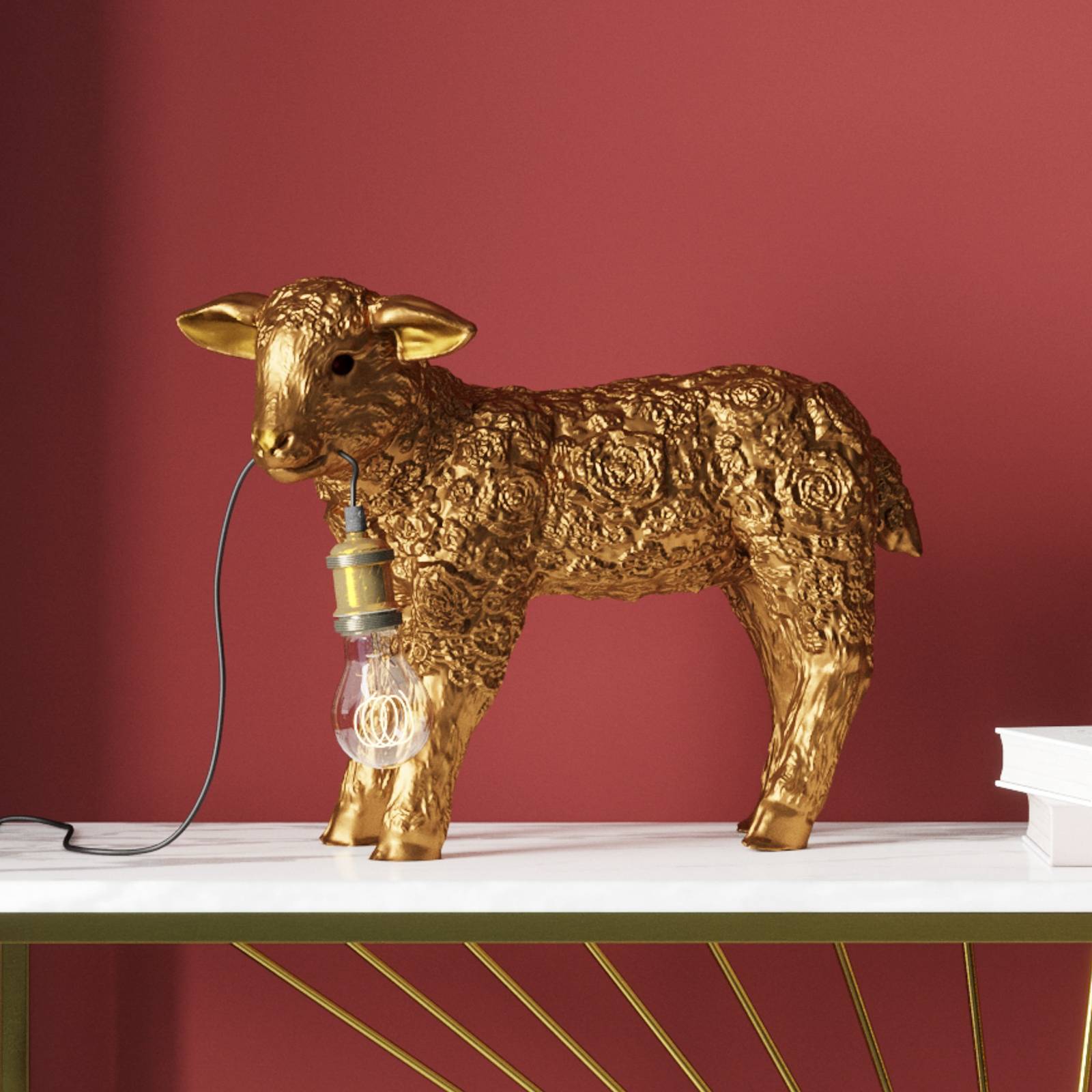 KARE Animal Flower Sheep Tischleuchte gold von KARE