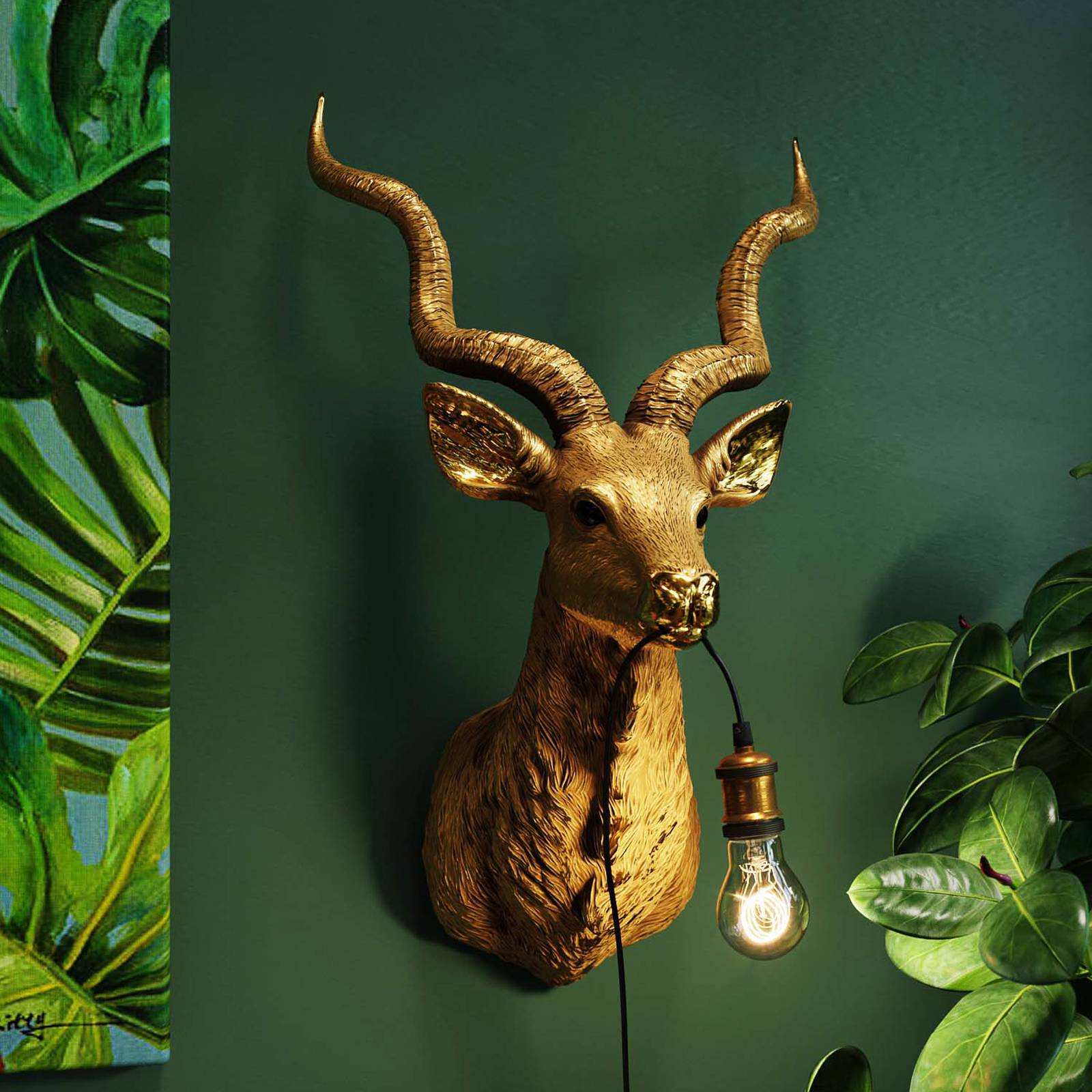 KARE Animal Goat Wandleuchte mit Stecker, gold KARE Animal Goat Wandleuchte mit Stecker, gold von KARE