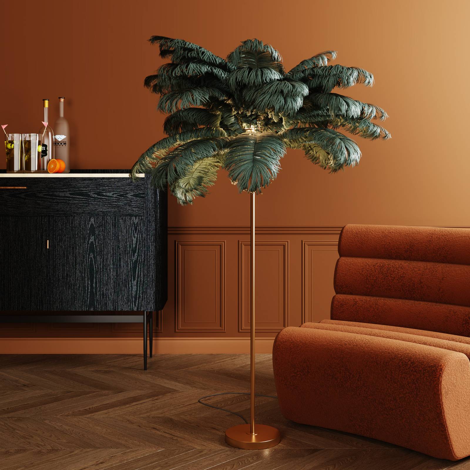 KARE Feather Palm Stehleuchte mit Federn, grün KARE Feather Palm Stehleuchte mit Federn, grün von KARE