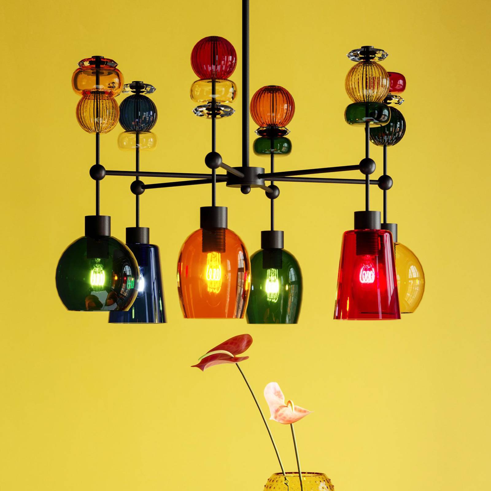 KARE Hängeleuchte Mazzo Sei, Glas multicolor, sechsflammig KARE Hängeleuchte Mazzo Sei, Glas multicolor, sechsflammig von KARE