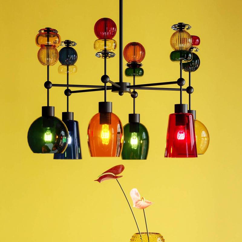 KARE Hängeleuchte Mazzo Sei, Glas multicolor, sechsflammig von KARE
