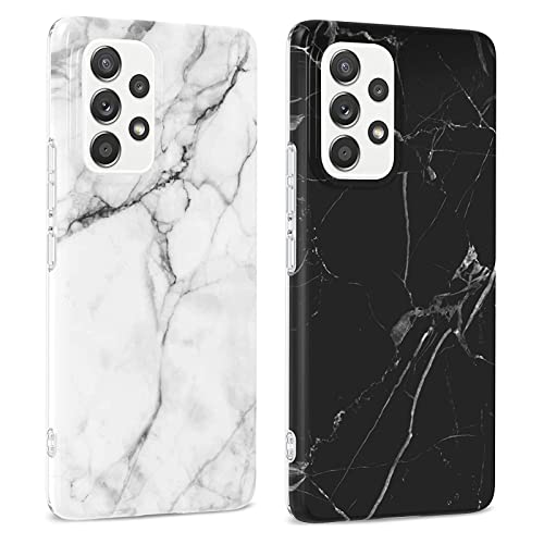 KARELIFE 2 Stück Marmor Hülle für Samsung Galaxy A53 5G, Handyhülle Matt Muster Ultra Dünn Silikon Weich TPU Schutzhülle Kratzfest Stoßfest Case Marble - Schwarz und Weiß von KARELIFE