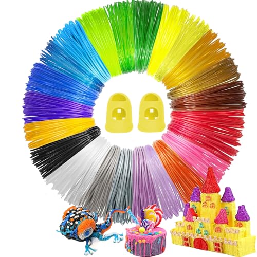 Filamento Penna 3D, 3D Filament PLA Stift, Set von Farben 3D Stift, 1,75MM 3D Pen Filamento Ricarica, 20 Colori Casuali, Contiene Filamento Luminoso e Filamento Trasparente von KARELLS