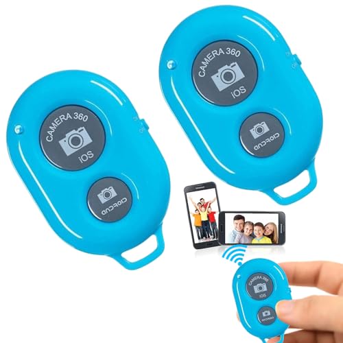 Bluetooth Fernbedienung, Kamera-Fernbedienung mit Kabelloser Bluetooth, 2 Stück Wireless Bluetooth Kamera Fernbedienung, Handy Bluetooth Selfie Remote Control, für iOS, Android Smartphone, Blau von KARELLS