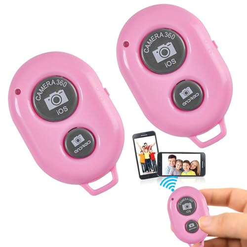 Bluetooth Fernbedienung, Kamera-Fernbedienung mit Kabelloser Bluetooth, 2 Stück Wireless Bluetooth Kamera Fernbedienung, Handy Bluetooth Selfie Remote Control, für iOS, Android Smartphone, Rosa von KARELLS