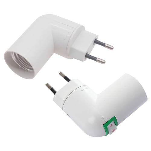 EU Stecker Mit Schalter, E27 Lampenfassung 360° Einstellbar, Sockel Adapter für Leuchtmittel, Küchenlampe, Wandlampe 2 Stück EU Stecker Mit Schalter, E27 Lampenfassung 360° Einstellbar, Sockel Adapter für Leuchtmittel, Küchenlampe, Wandlampe 2 Stück von KARELLS