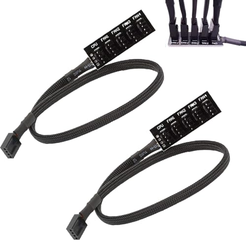 PWM Fan Hub, PWM-Lüfter-Splitter-Hub, 2 Stück 4-Pin PWM-Lüfternabe,5-Port Lüfternabe,4-Pin-Stecker für PC-Lüfter Hub,4 PIN PWM Lüfter Splitter Kabel,Geeignet für Computer PC Lüfterkabel von KARELLS
