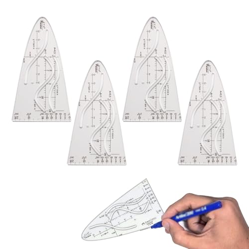 Parabelschablone Mathe,4 Stück Kurvenschablone,Parabel Lineal Set,Parabel Schablone,Parabelschablone,Parabel Mit Sinus/Kosinus,Schablone Einheitsparabel,Normalparabel für Sinus Kosinus Tangens von KARELLS
