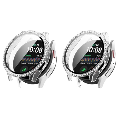2 Stück Hülle Kompatibel mit Samsung Galaxy Watch 7 44mm Schutzhülle - Strass Glitzer Harter PC Schutzhülle Stoßfest Kratzfest Bling Diamant Bumper Case für Galaxy Watch7 44mm Smartwatch 2 Stück Hülle Kompatibel mit Samsung Galaxy Watch 7 44mm Schutzhülle - Strass Glitzer Harter PC Schutzhülle Stoßfest Kratzfest Bling Diamant Bumper Case für Galaxy Watch7 44mm Smartwatch von KAREN66