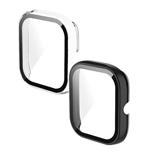 KAREN66 2 Stück Hülle mit Glas Displayschutz Kompatibel mit Amazfit GTS 2 Mini - Hart PC Schutzhülle Vollschutz Kratzfest Display Schutzfolie Ultradünne Schutz Case für Amazfit GTS 2 Mini von KAREN66